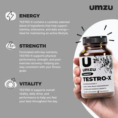 UMZU Testro-X cápsulas detalle con forma y fácil ingestión