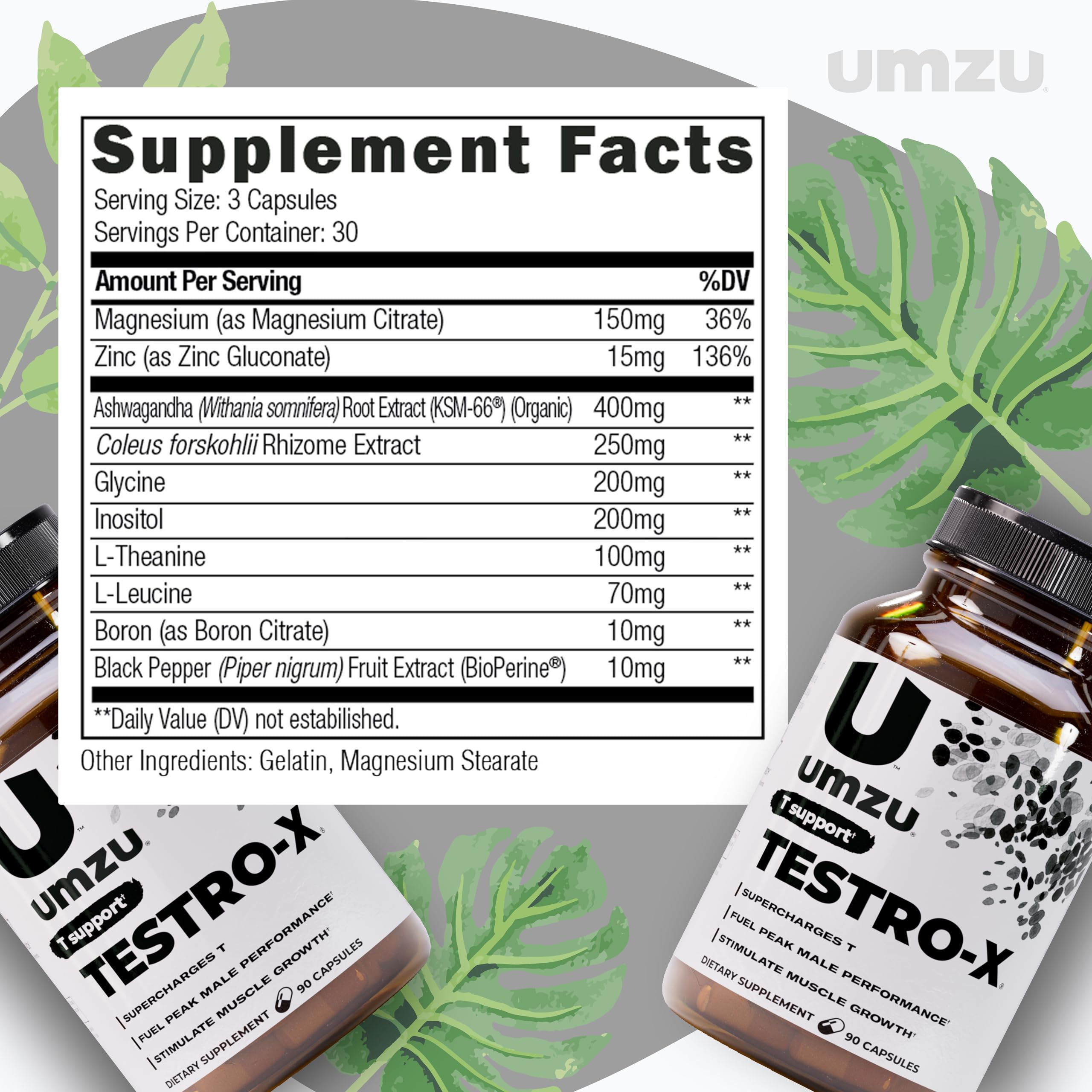 UMZU Testro-X cápsula en mano ilustrando dosis diaria conveniente
