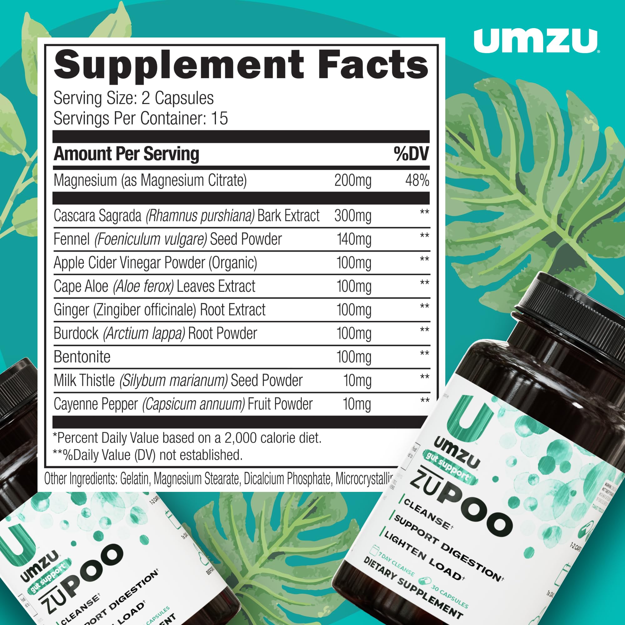 UMZU etiqueta con lista de ingredientes clara para transparencia y confianza