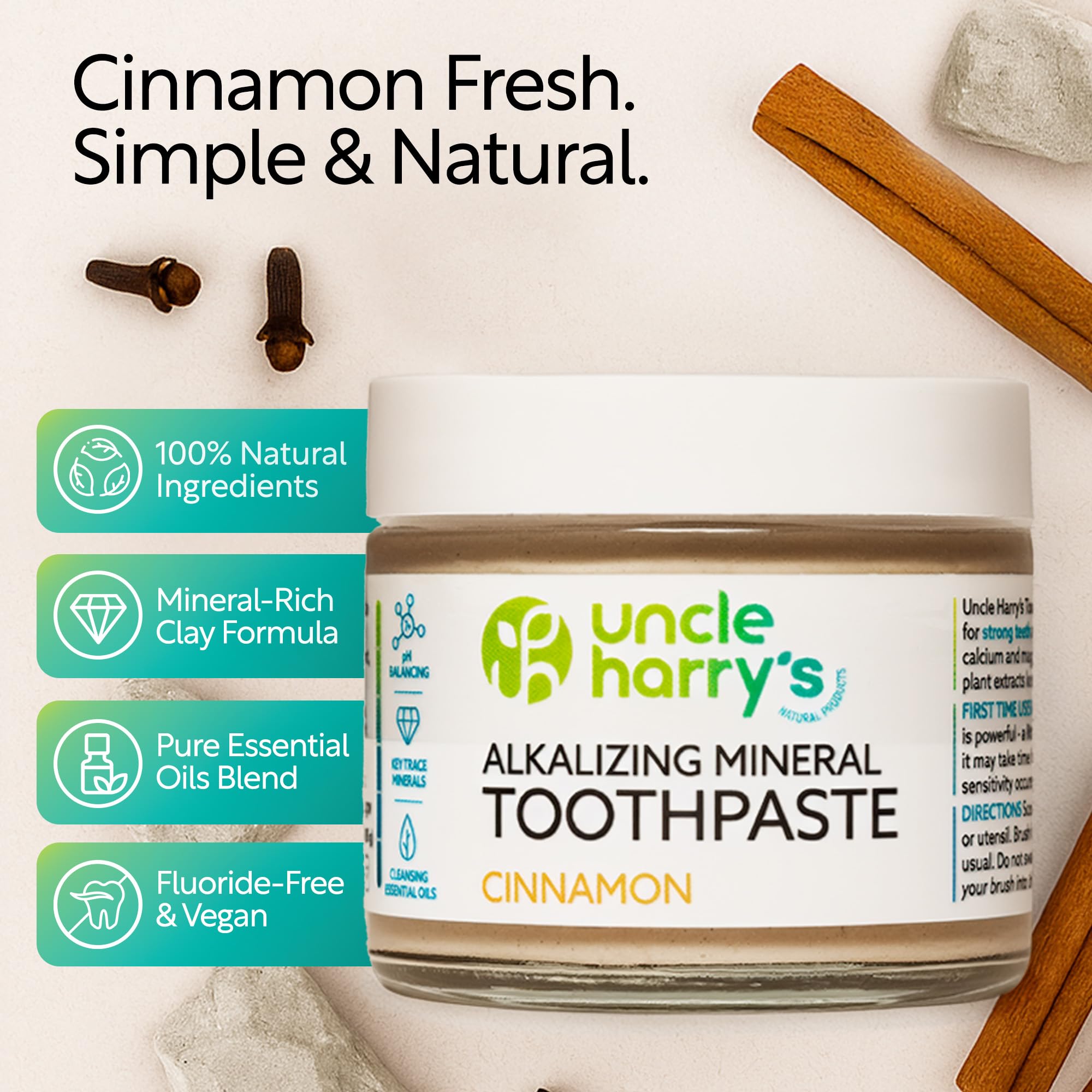 Uncle Harry's etiqueta manuscrita en frasco destacando ingredientes naturales y calidad artesanal
