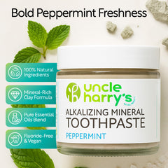 Uncle Harry's textura de crema dental mostrando textura suave y acción pulidora natural