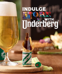 Underberg close-up de botella junto a vaso, aporta autenticidad
