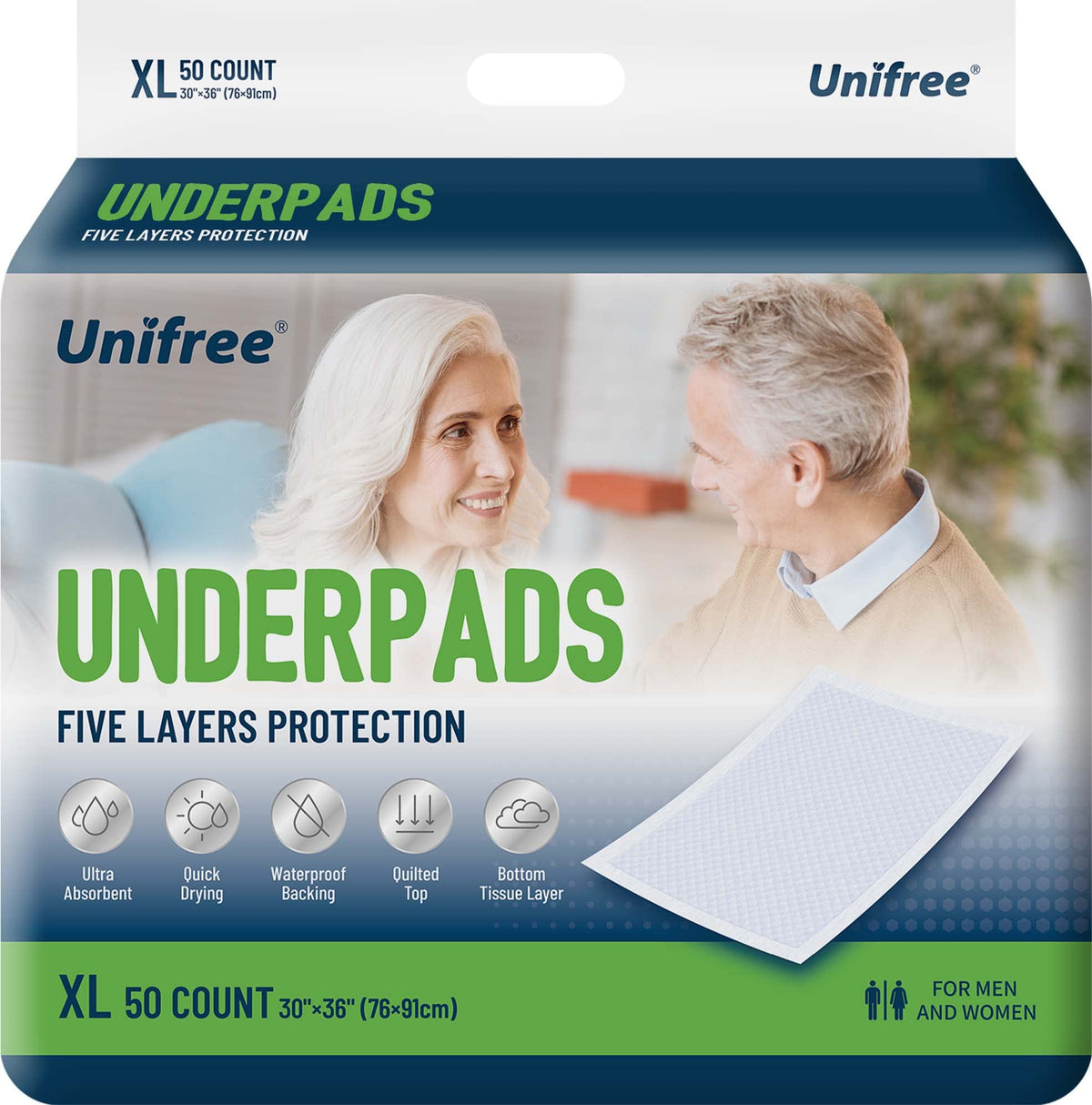 Unifree paquete frontal 50 unidades, protección amplia y práctica