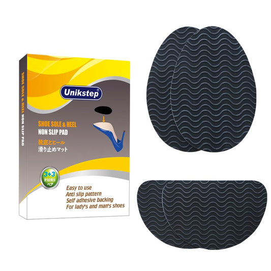 UNIKSTEP vista del frente del empaque mostrando 12 protectores y diseño ondulado útil para mayor tracción