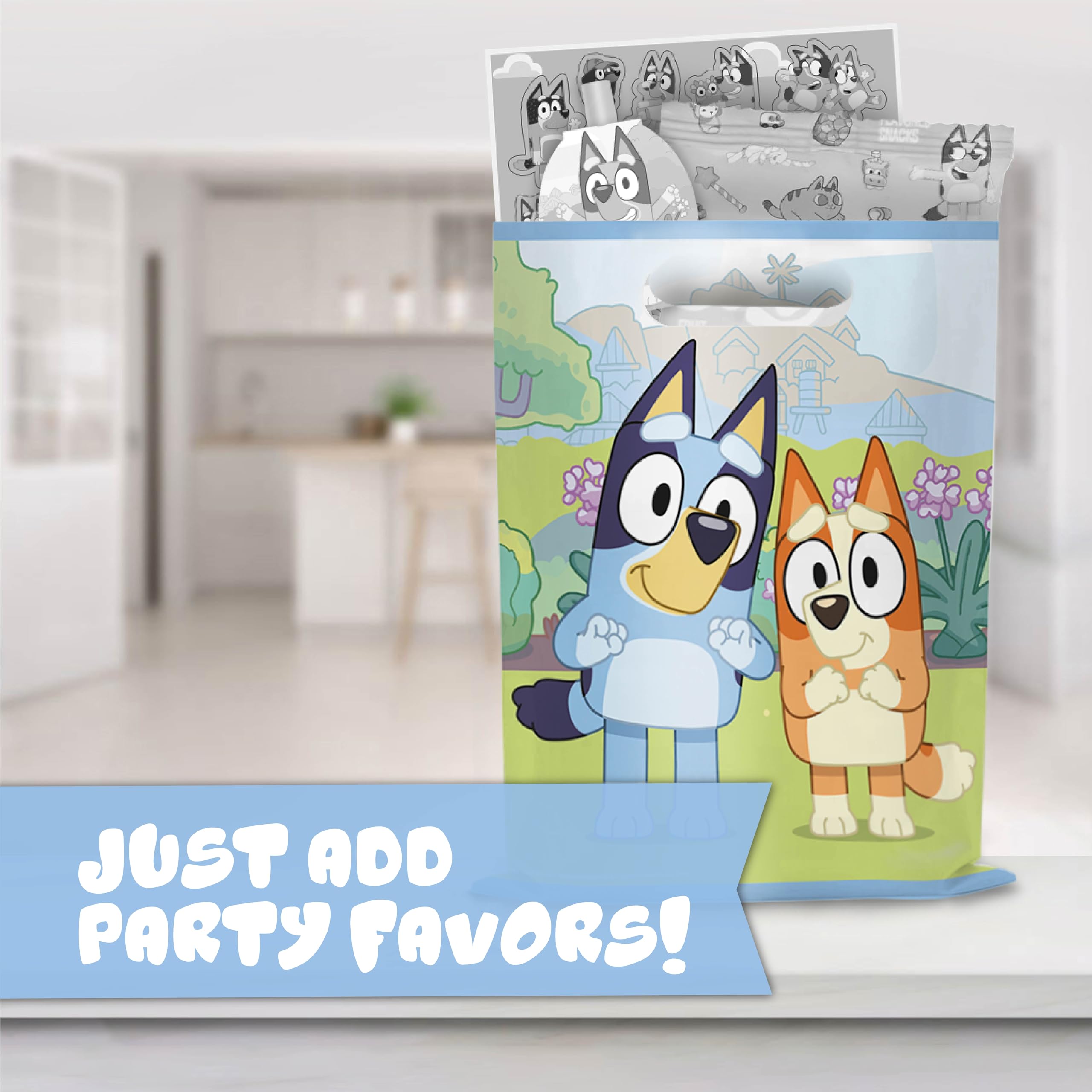 Unique Bluey ambientación de fiesta ilustrando cómo coordinan con decoración
