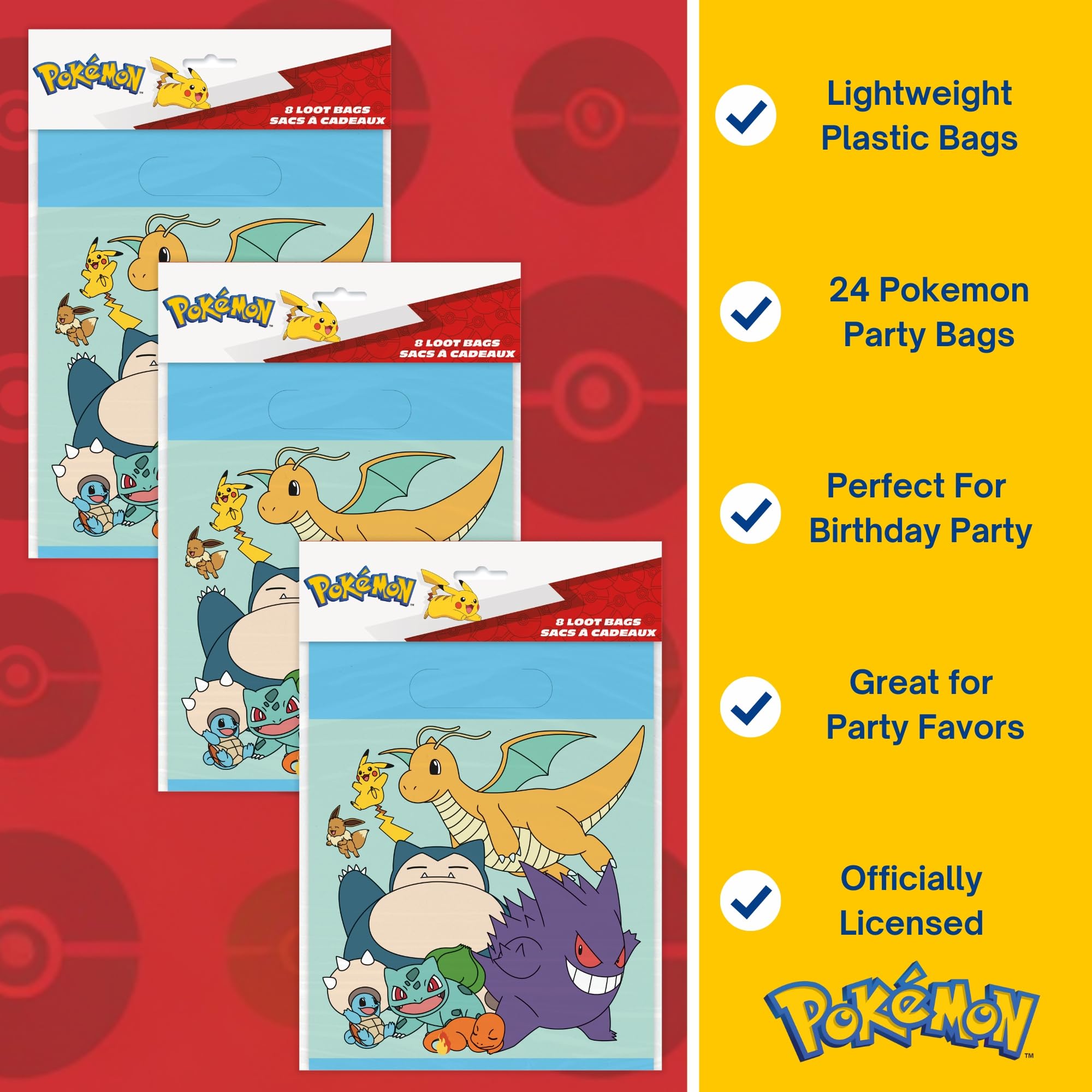 Unique bolsa Pokemon junto a una regla para mostrar tamaño y capacidad
