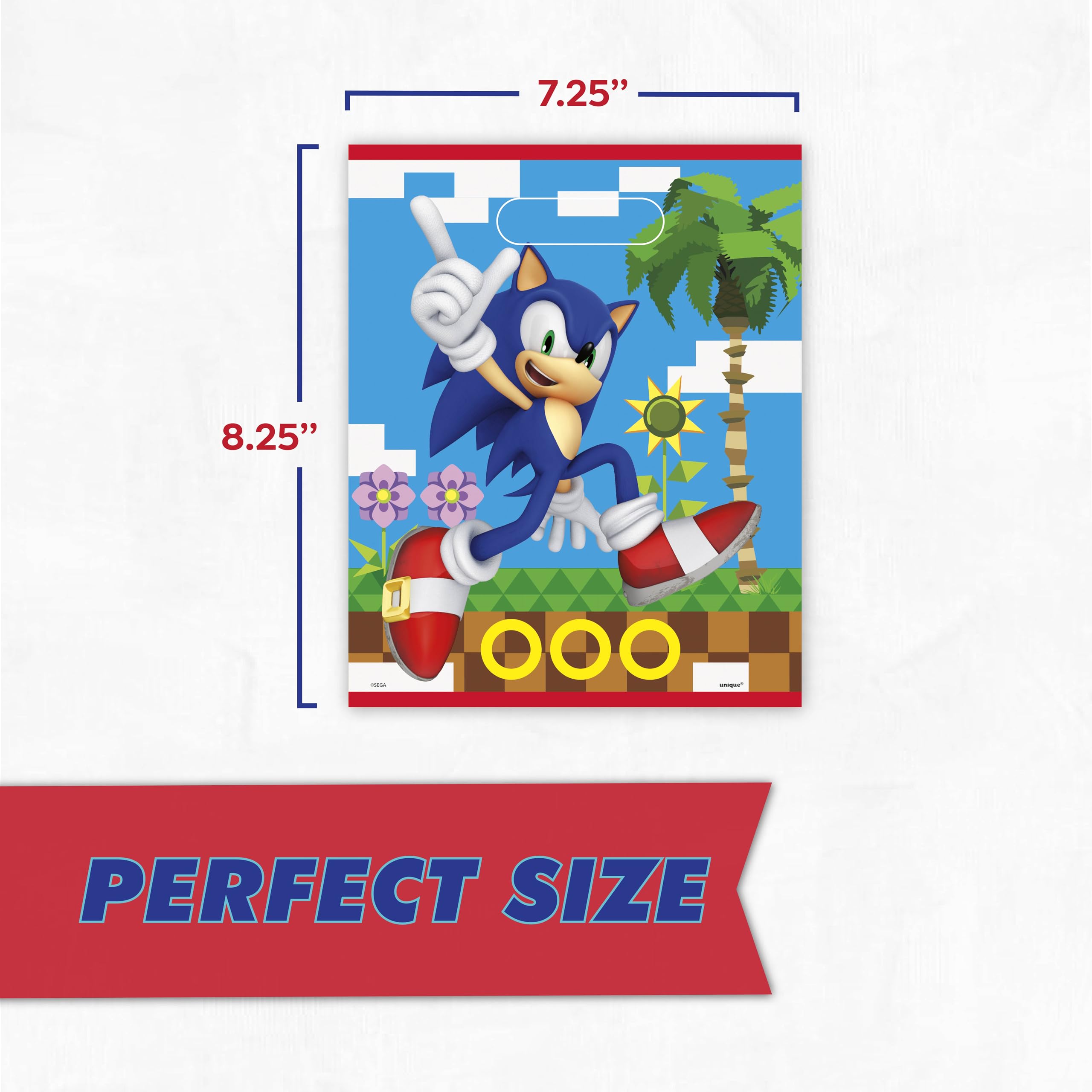 Unique ambientación de fiesta con bolsas Sonic que coordinan decoraciones