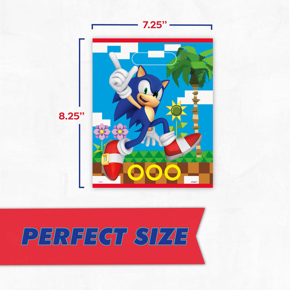 Unique ambientación de fiesta con bolsas Sonic que coordinan decoraciones