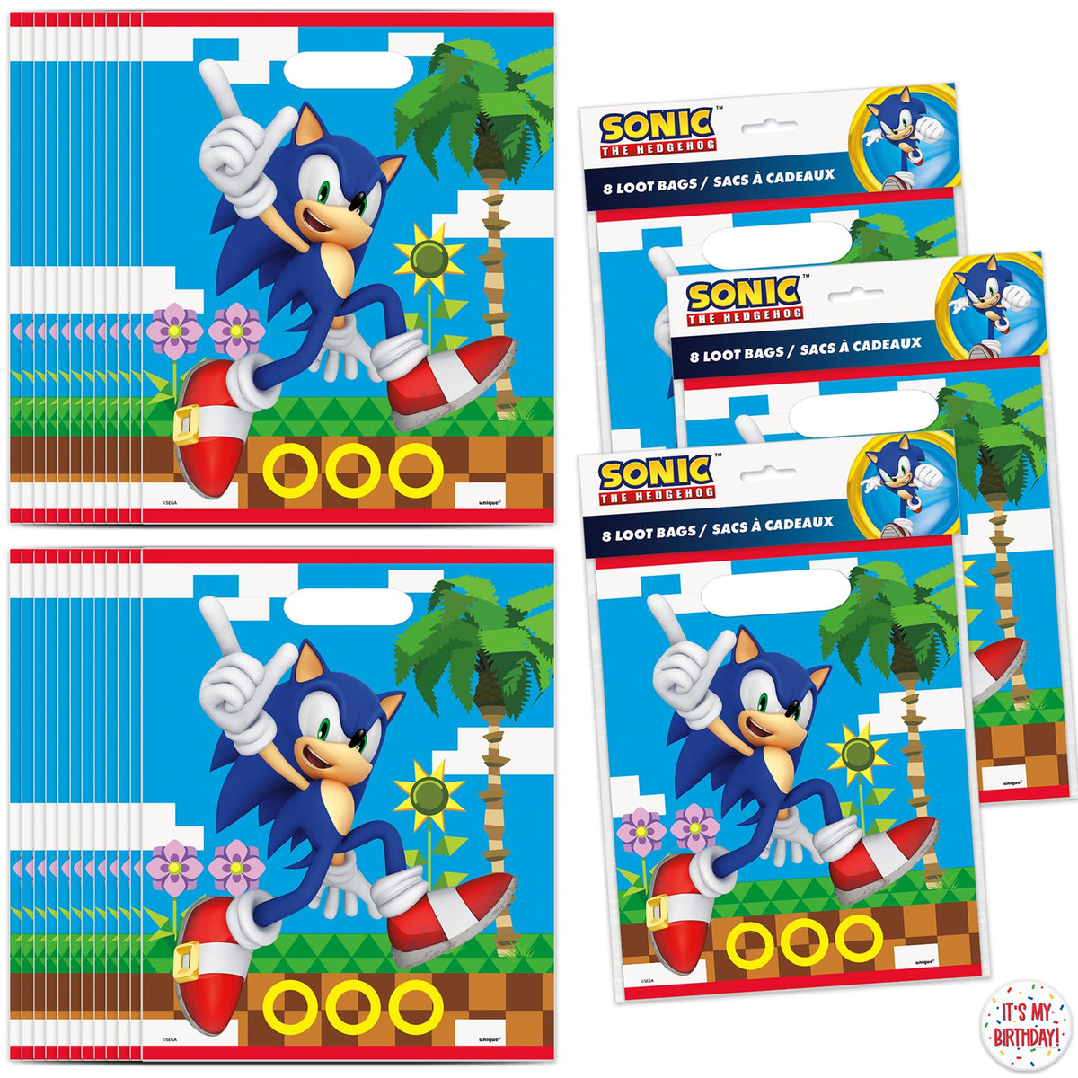 Unique bolsa frontal con diseño Sonic, atractiva para fiestas