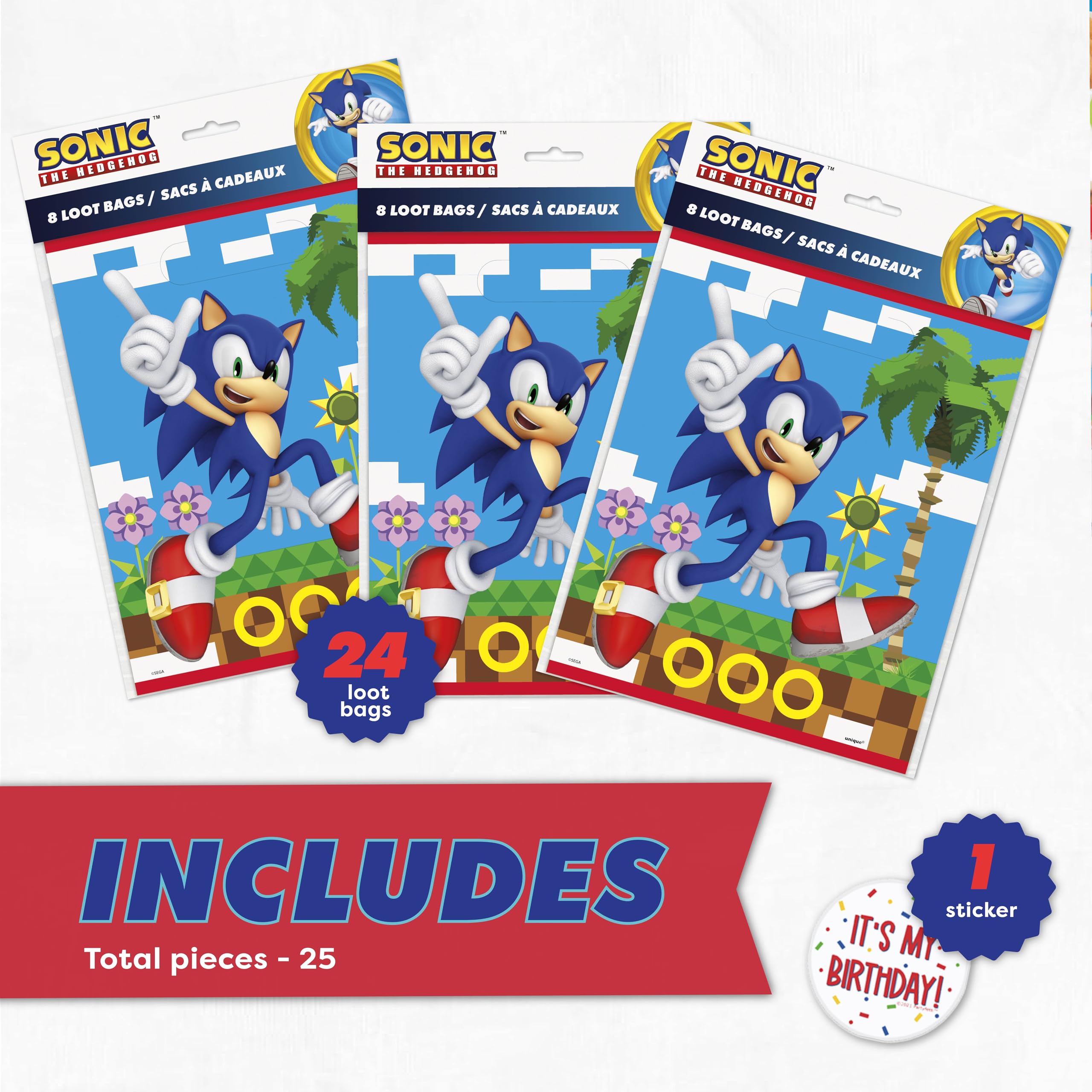 Unique detalle del estampado Sonic muestra calidad y colores vivos