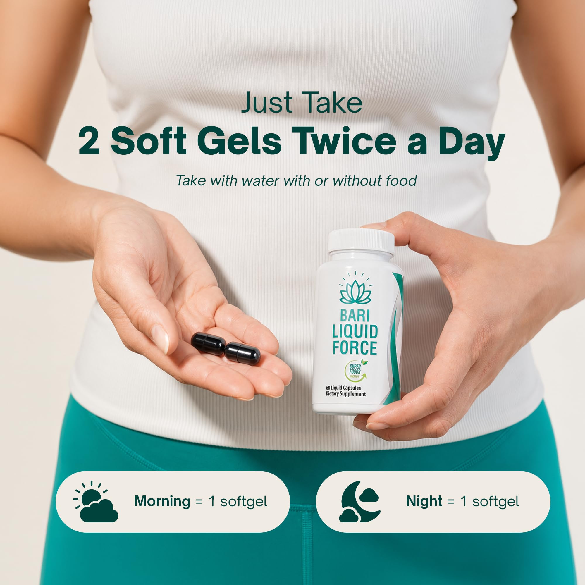 Universal Body Labs cápsula en mano para comparar tamaño y facilitar toma