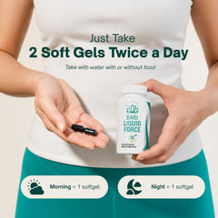 Universal Body Labs cápsula en mano para comparar tamaño y facilitar toma