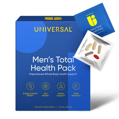 Universal U vista frontal del envase con sobres diarios para conveniencia