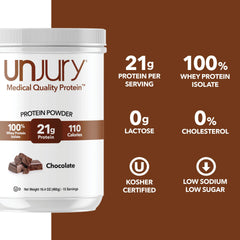 vaso con batido Unjury chocolate listo para beber, sabor agradable y saciante