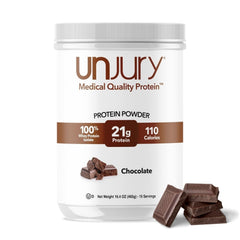 Unjury envase frontal chocolate mostrando marca y tamaño, conveniente y fiable