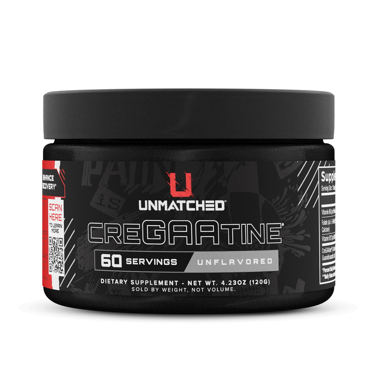 Unmatched CreGAAtine frente del empaque beneficiando confianza