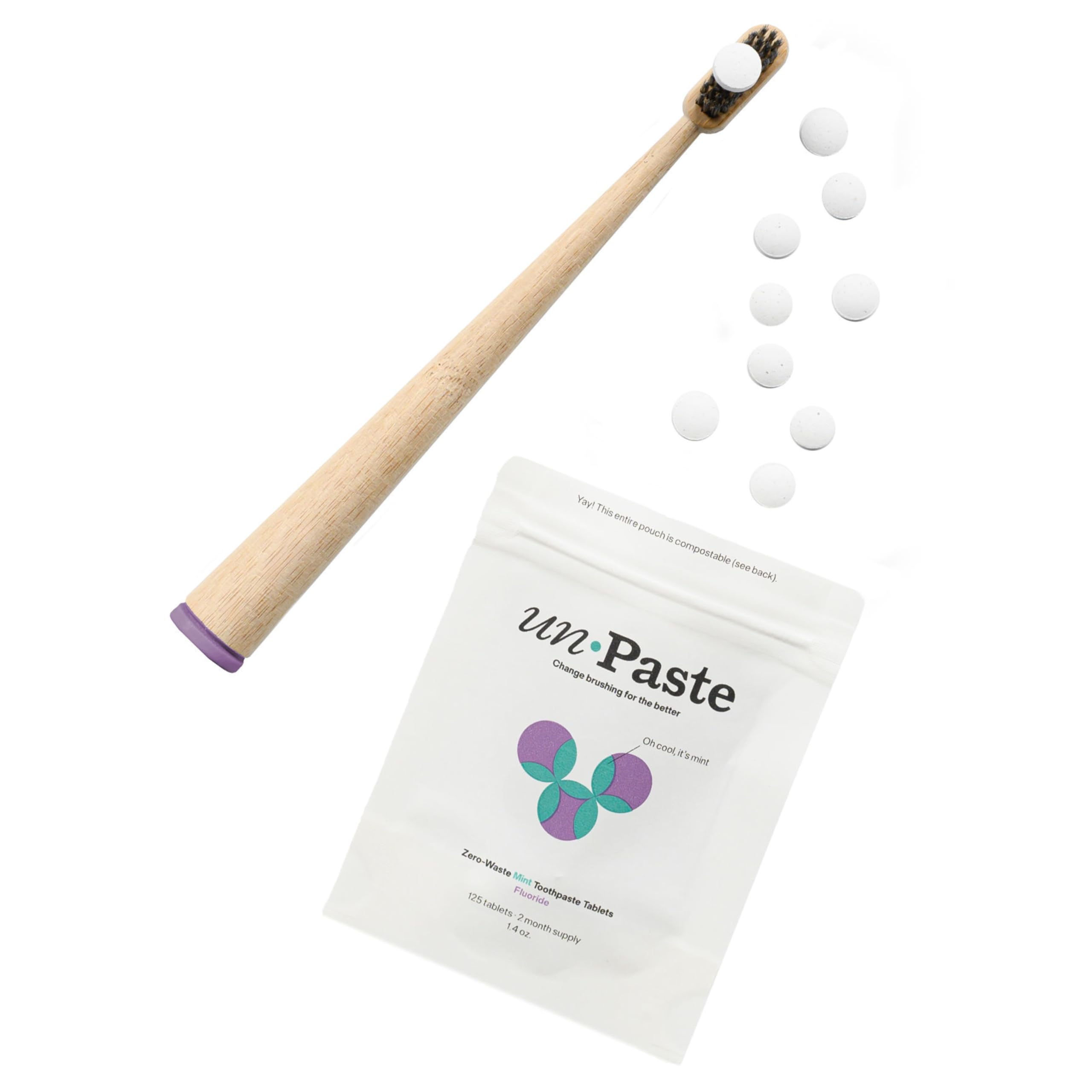 Unpaste estuche de viaje con cepillo y tabletas práctico para desplazamientos