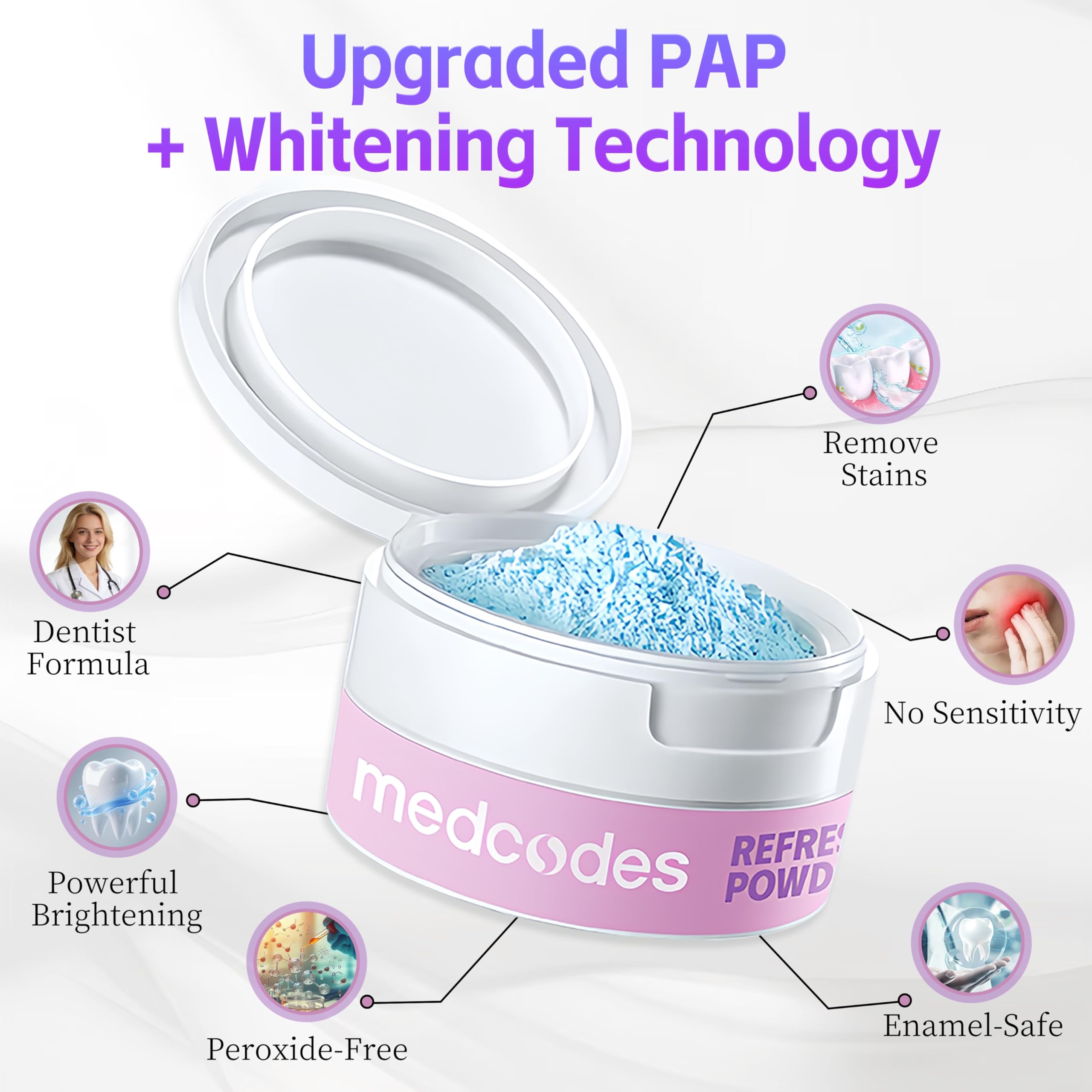UNUNOT persona cepillando dientes con polvo para limpieza profunda y frescura