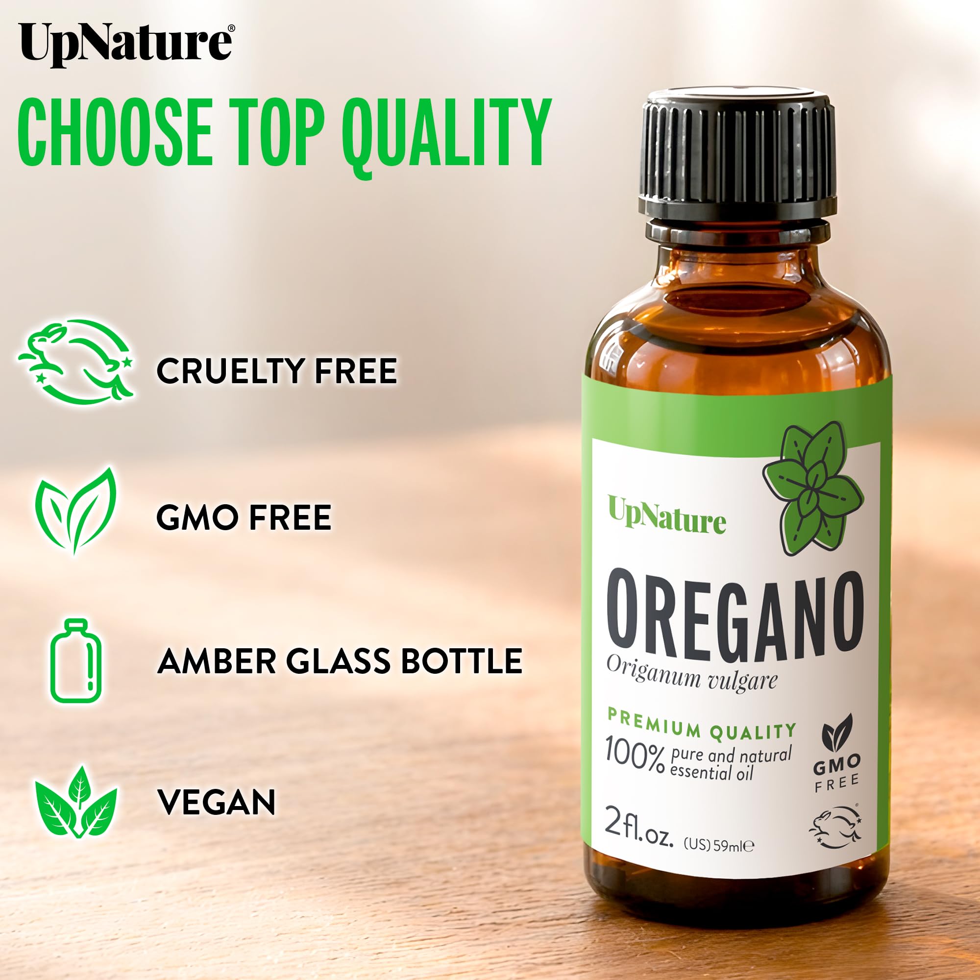 UpNature etiqueta del frasco mostrando ingredientes y beneficios claros