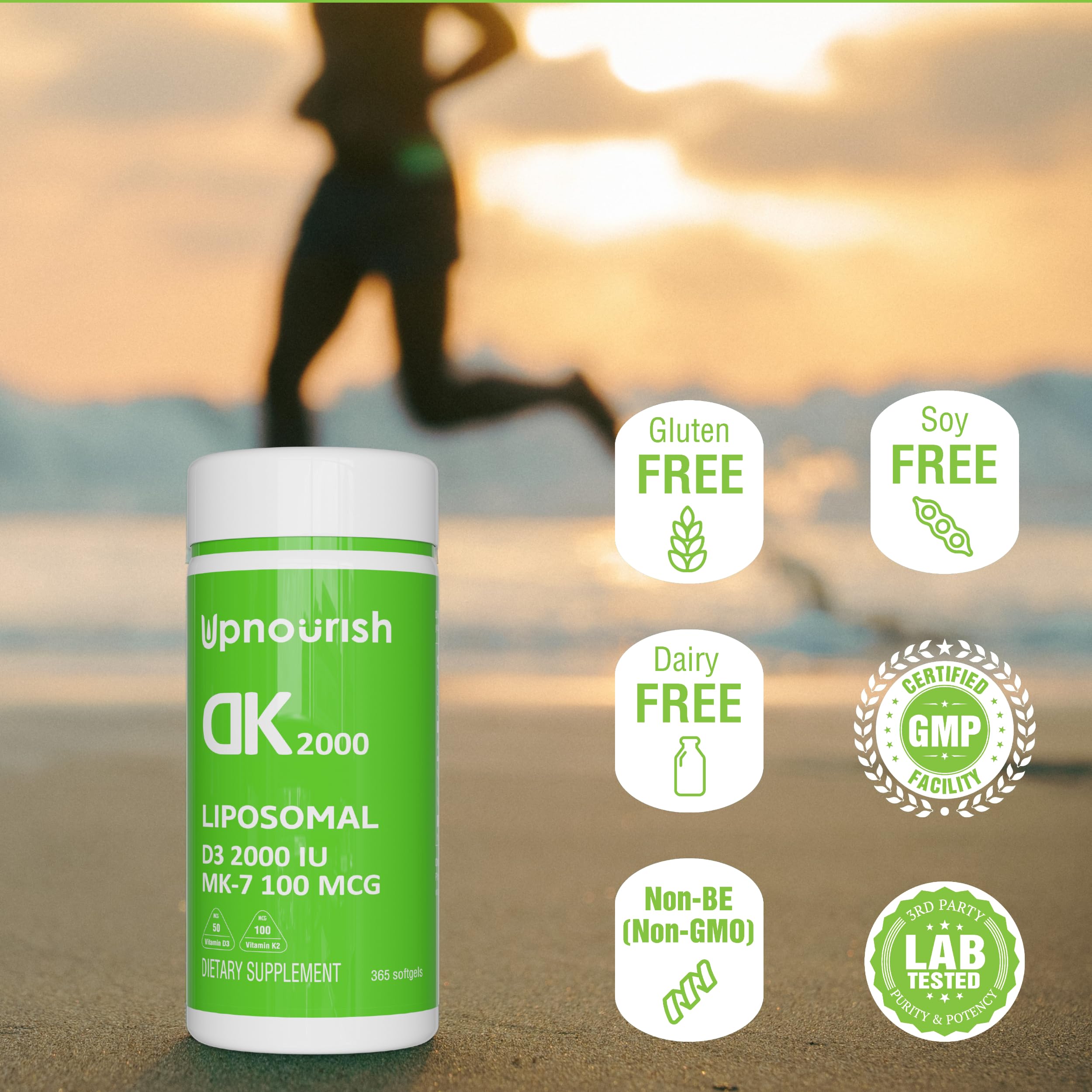 UpNourish softgel junto a moneda para comparación de tamaño práctico