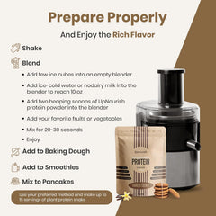 Detalle de etiqueta UpNourish con lista de 54 superfoods y nutrientes