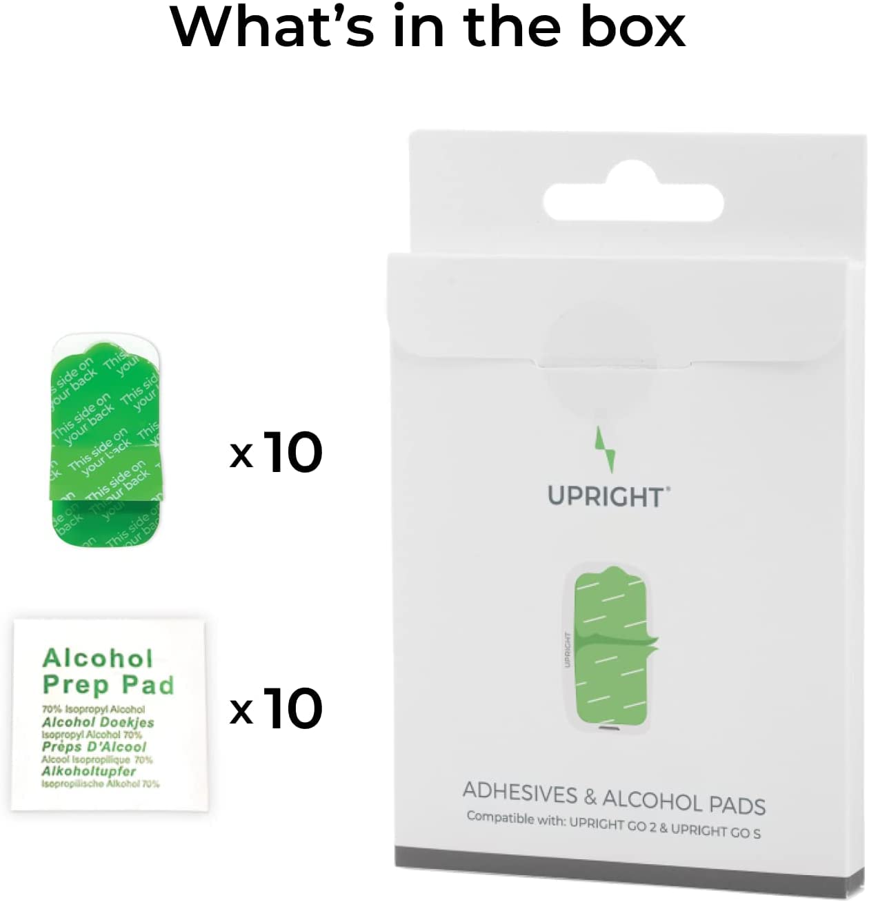 Upright GO toallita con alcohol incluida para limpieza y mejor adherencia