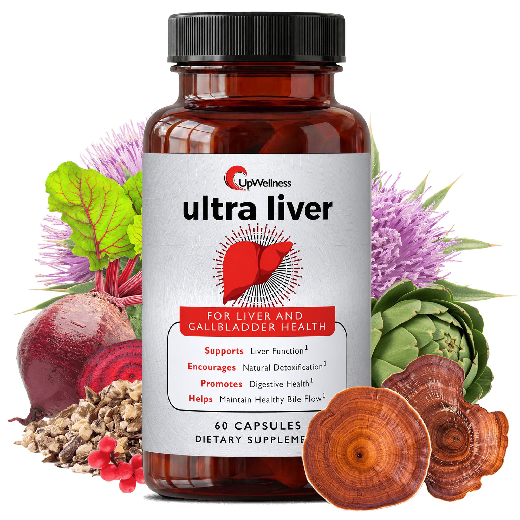 UpWellness Ultra Liver vista frontal mostrando envase y beneficios visibles