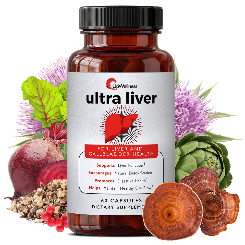 UpWellness Ultra Liver vista frontal mostrando envase y beneficios visibles