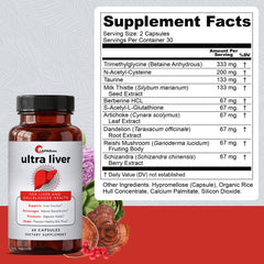 UpWellness Ultra Liver polvo de ingredientes para apreciar pureza y calidad