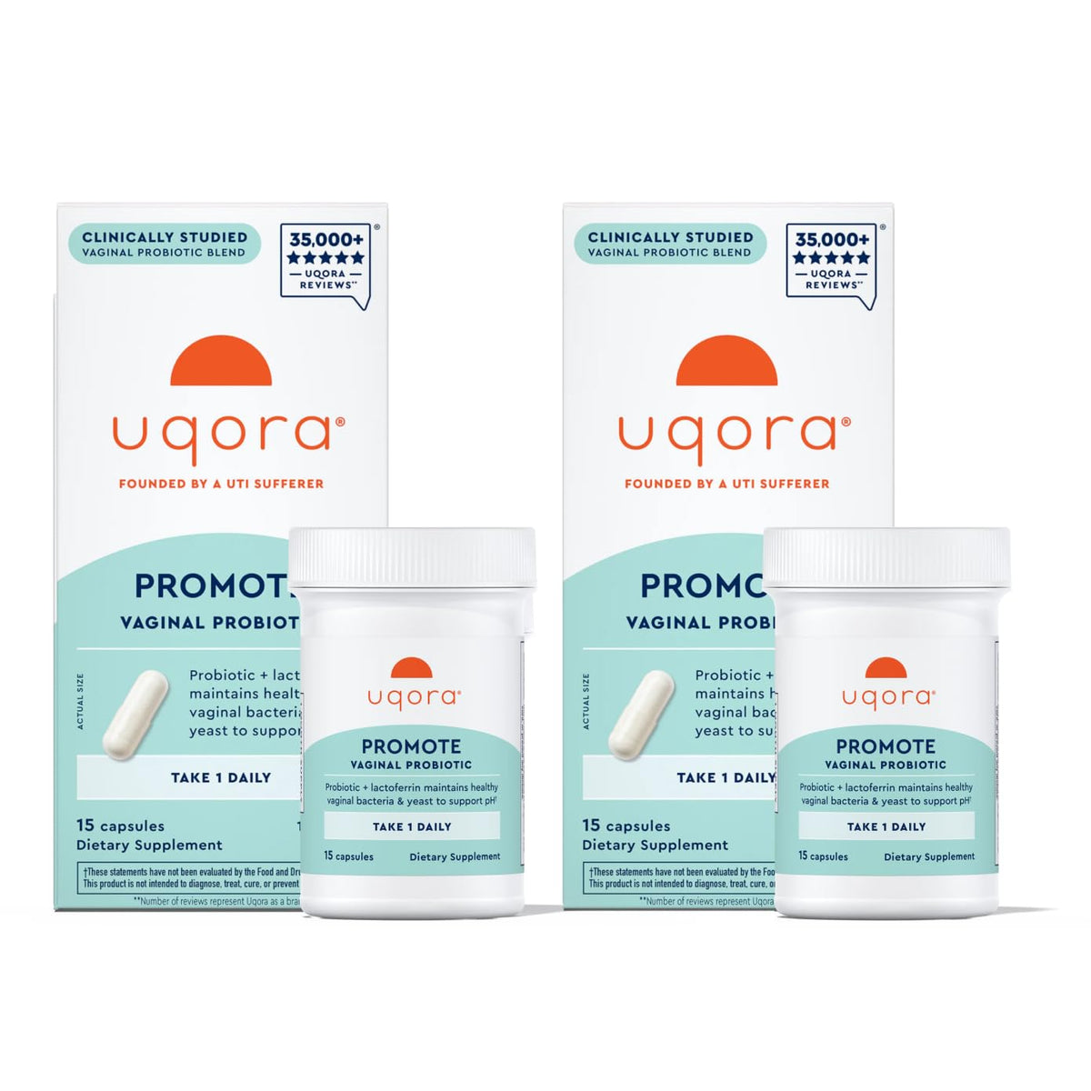 Uqora Promote frente del empaque mostrando marca y beneficio de equilibrio