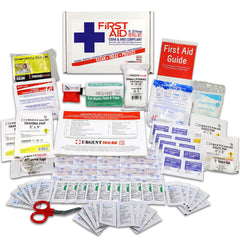 Urgent First Aid frontal del contenido mostrando piezas esenciales y organización
