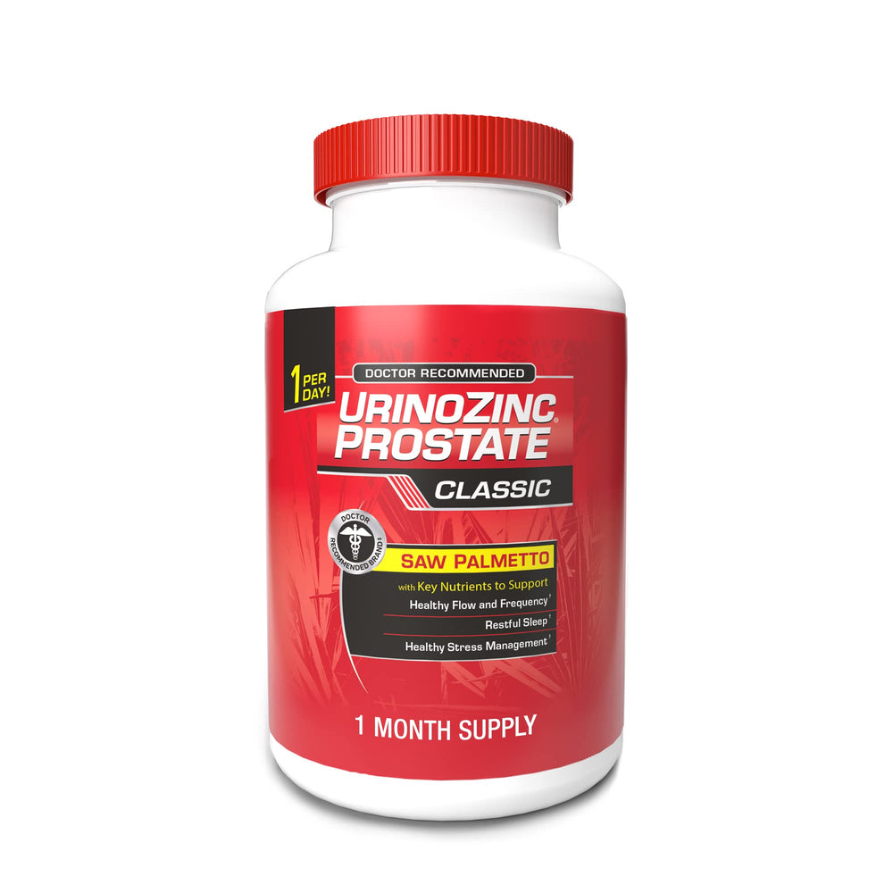 Urinozinc envase frontal mostrando diseño y beneficio de apoyo prostático