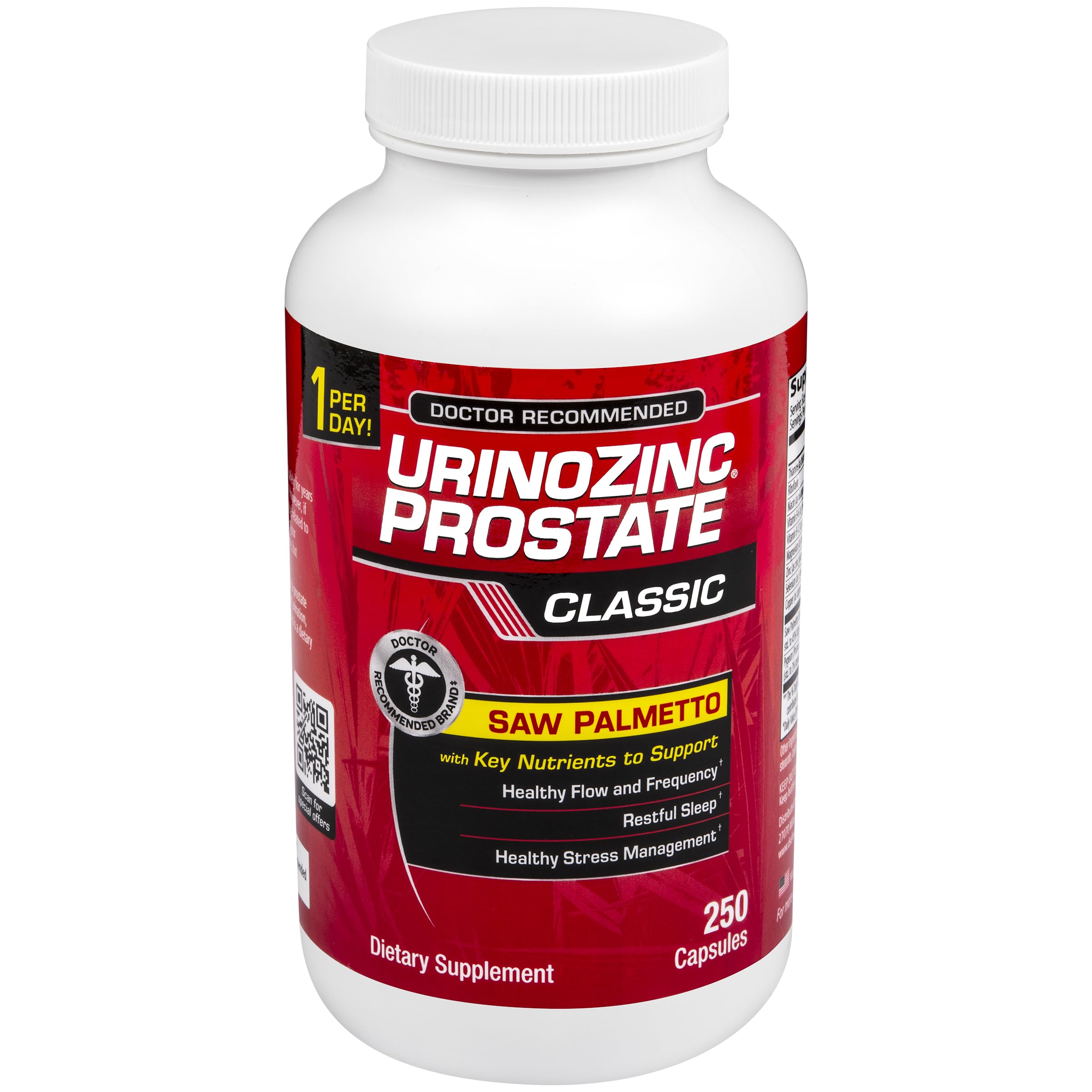 Urinozinc envase frontal mostrando la marca y beneficio de soporte prostático