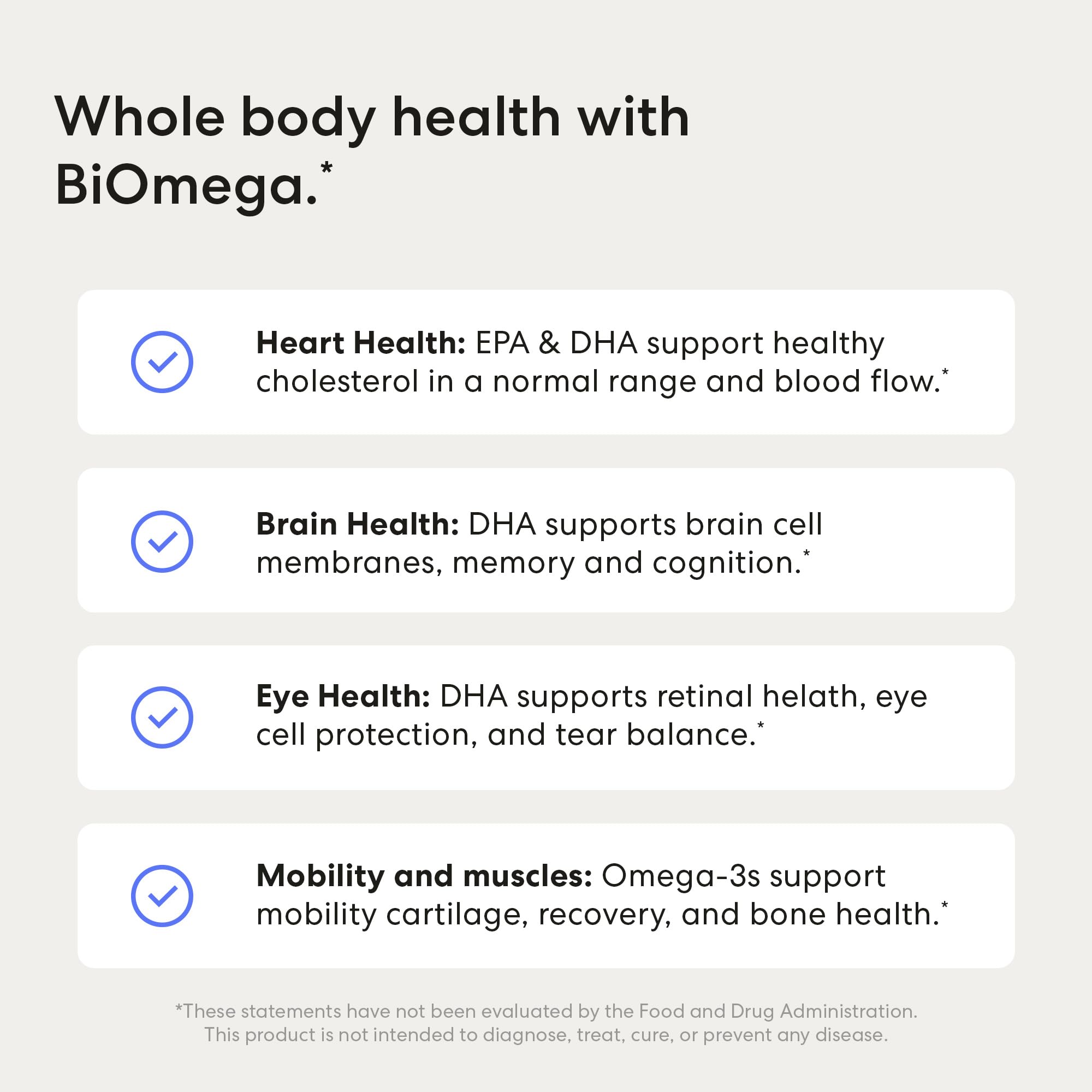 USANA BiOmega envase abierto con cápsulas organizadas, conveniencia diaria