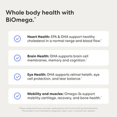 USANA BiOmega envase abierto con cápsulas organizadas, conveniencia diaria