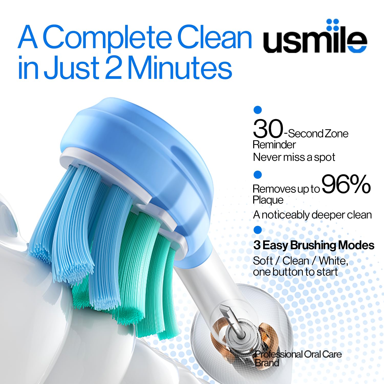 usmile P10S en mano para comparar tamaño y mostrar facilidad de manejo