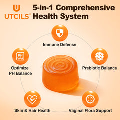 Utcils gomita junto a bromelina y arándano para ilustrar ingredientes activos