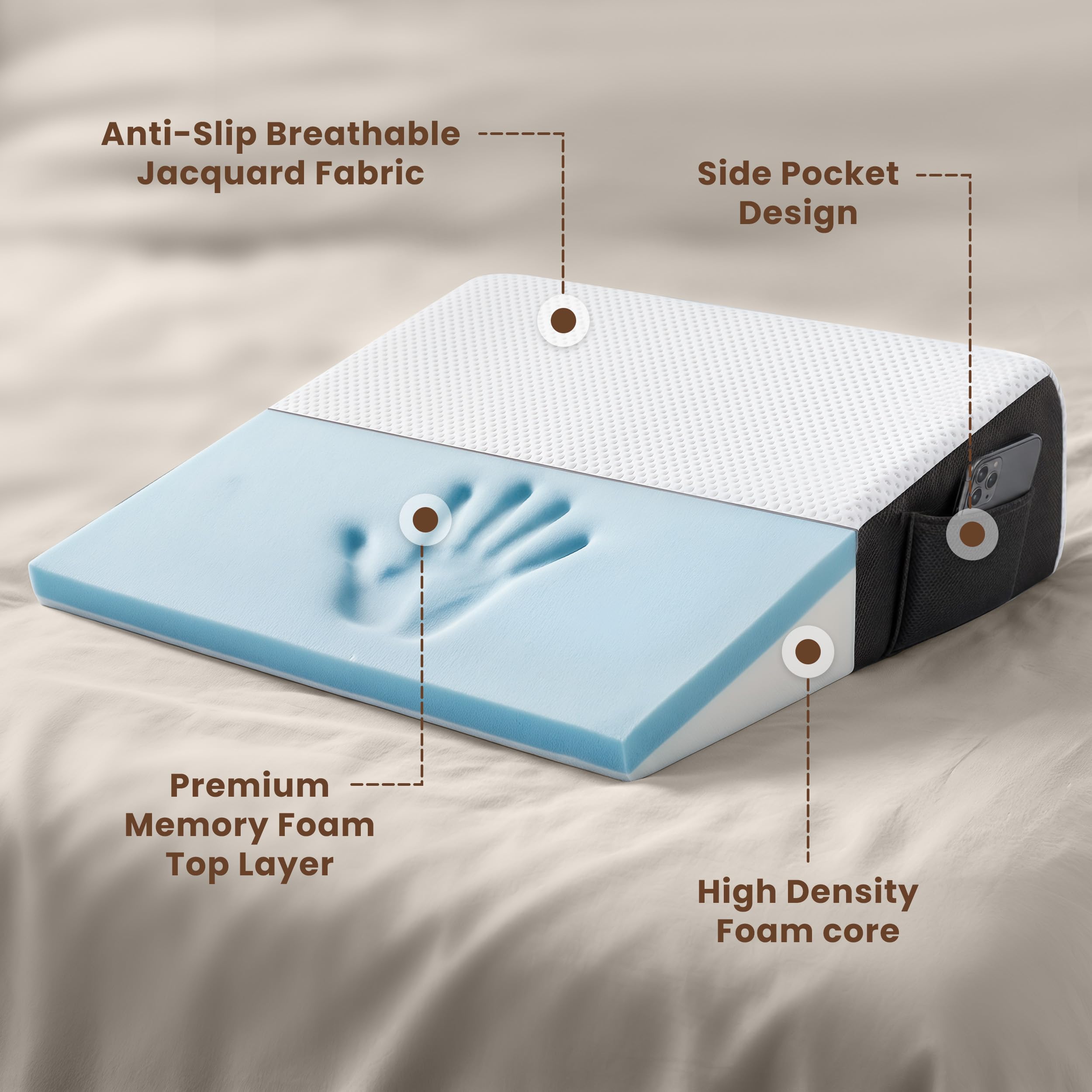 Utopia Bedding bolsillos laterales con teléfono y gafas para guardar objetos personales