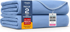 Utopia Bedding empaque frontal mostrando el protector impermeable y sus ventajas