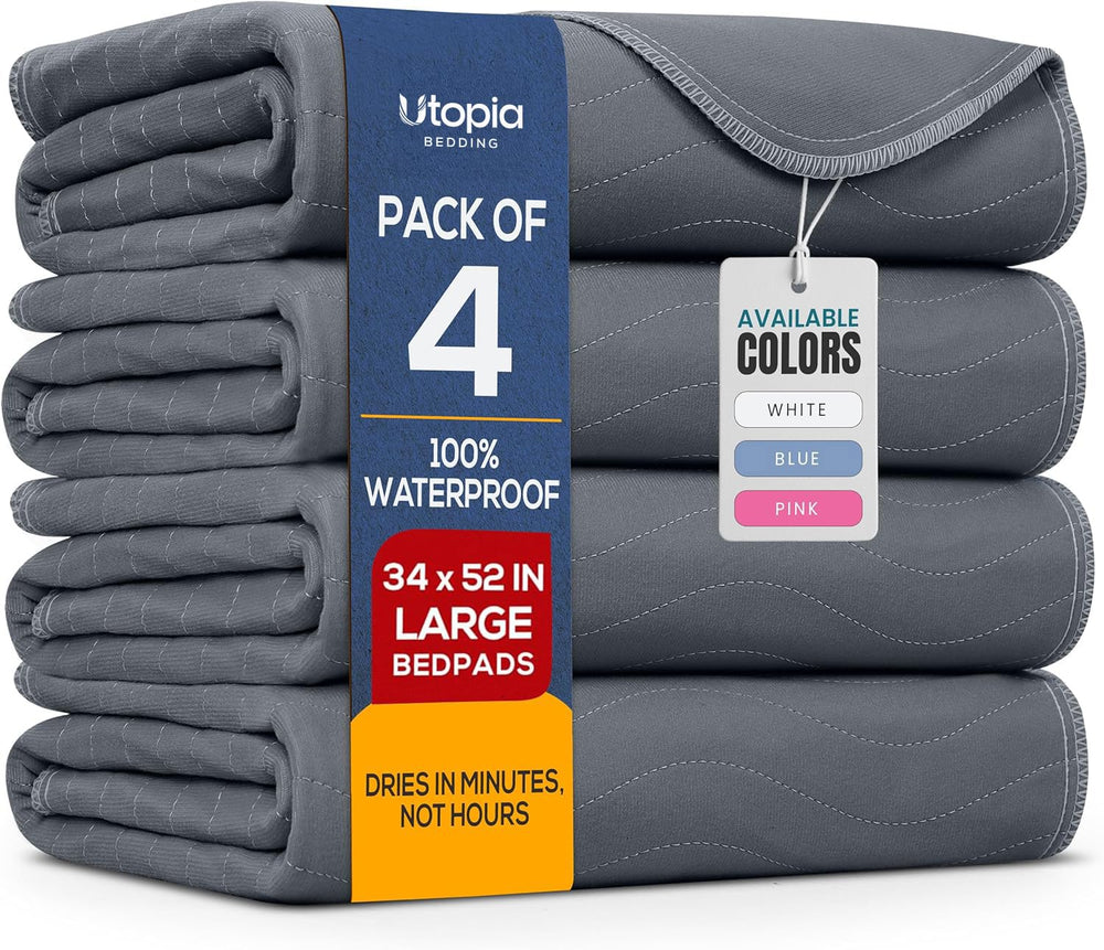 Utopia Bedding vista frontal del empaque con 4 protectores, protección inmediata