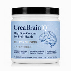 Utzy Naturals envase frontal CreaBrainIQ muestra 45 servicios y dosis clara