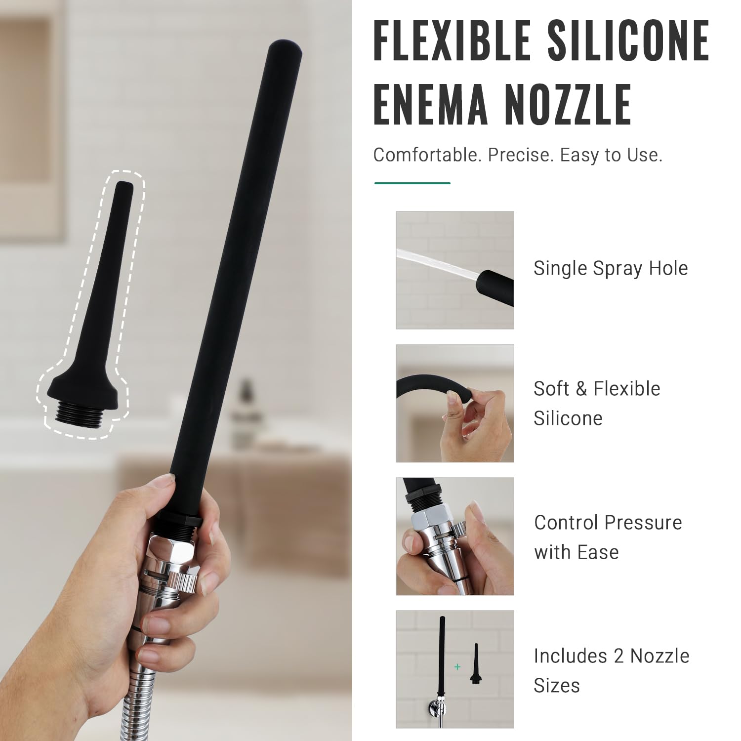 V-Frankness boquilla de silicona 9 pulgadas, superficie suave que reduce molestias