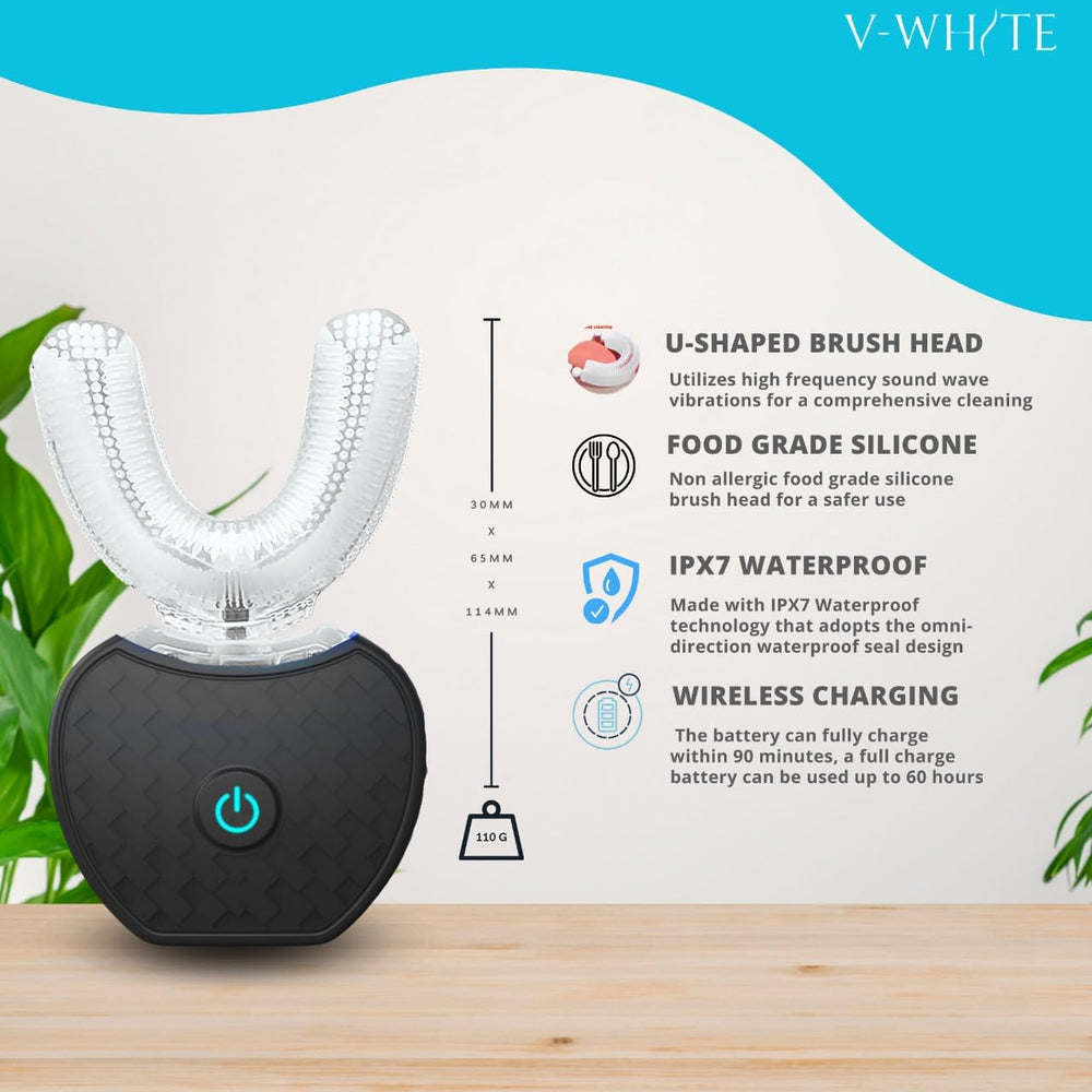 V-WHITE primer plano del cabezal de silicona que protege encías sensibles