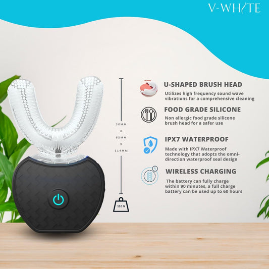 V-WHITE primer plano del cabezal de silicona que protege encías sensibles