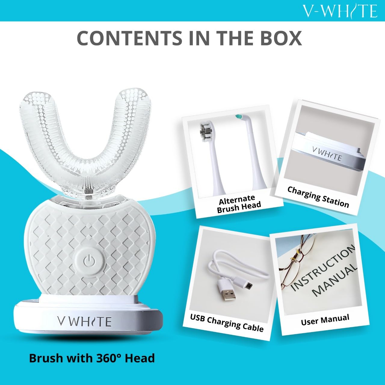 V-WHITE contenido del paquete ordenado para identificar accesorios incluidos