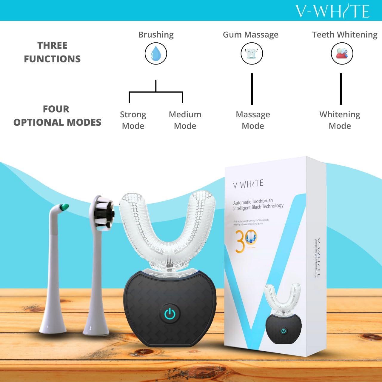 V-WHITE ambiente de baño moderno demostrando uso cómodo y seguro