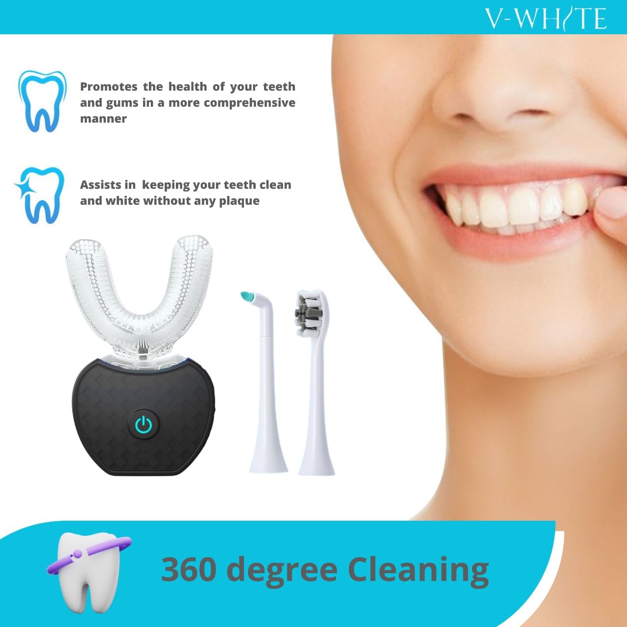 V-WHITE luz LED azul encendida que ayuda a reducir manchas superficiales