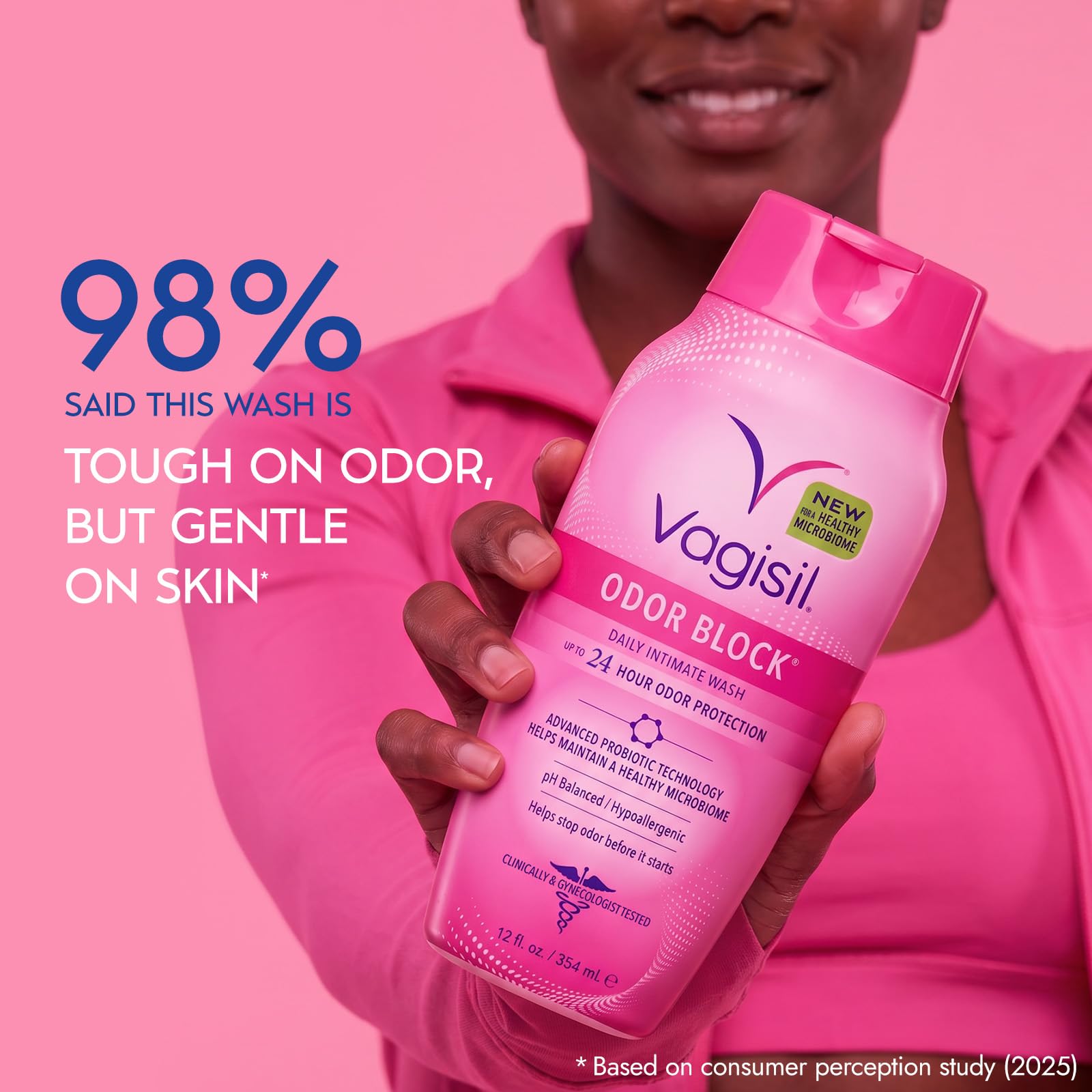Botella Vagisil con dispensador abierto para aplicación higiénica rápida