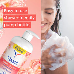 Vagisil dosificador en uso en ducha para aplicación cómoda y sin derrames
