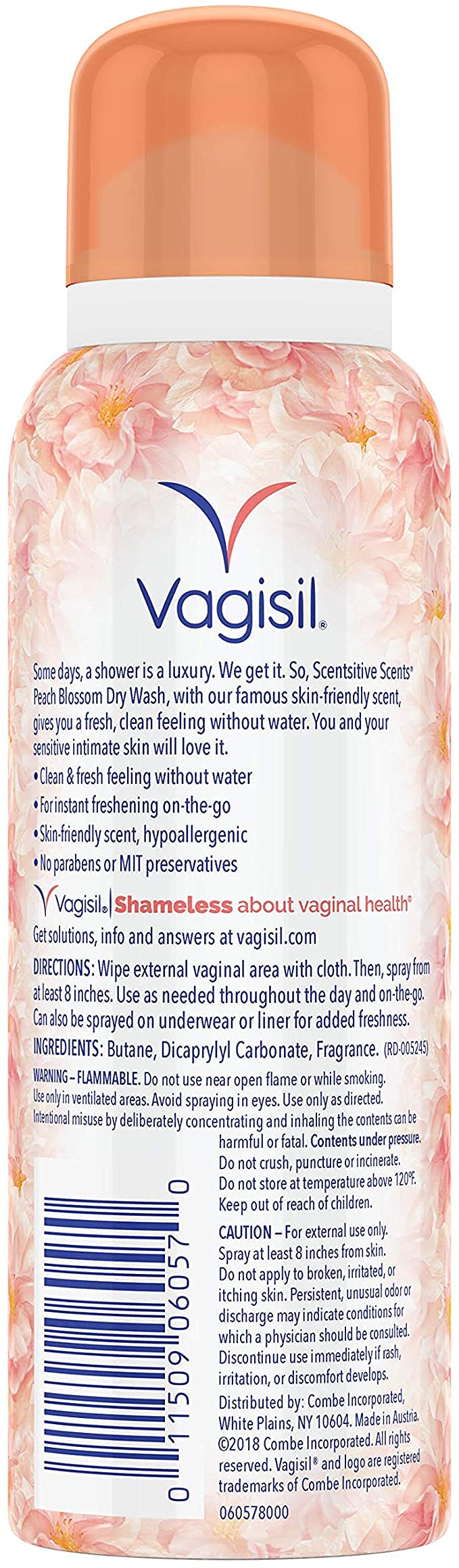 Vagisil etiqueta con ingredientes y balance de pH visible y claro